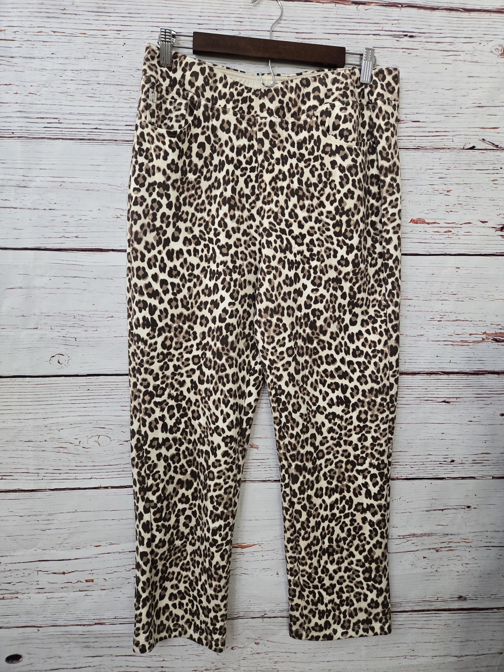 Belle by Kim Gravel Leopard Print Stretch Pants Women's Small NWOT